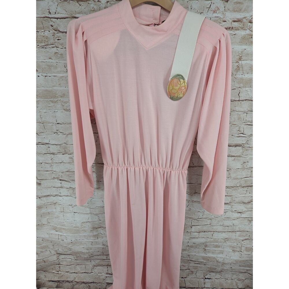 Impromptu Dress Size 10T Pink Long Sleeve W Belt Shoulder Pads Tall Pockets